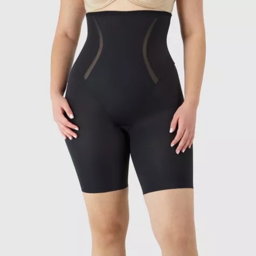 Maidenform Flexees High Waist Thigh Slimmer Stay Put Waistband, Black, XL